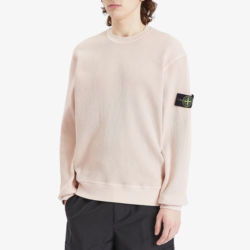 Stone Island Men's Waffle Crew Neck Sweatshirt Antique Rose